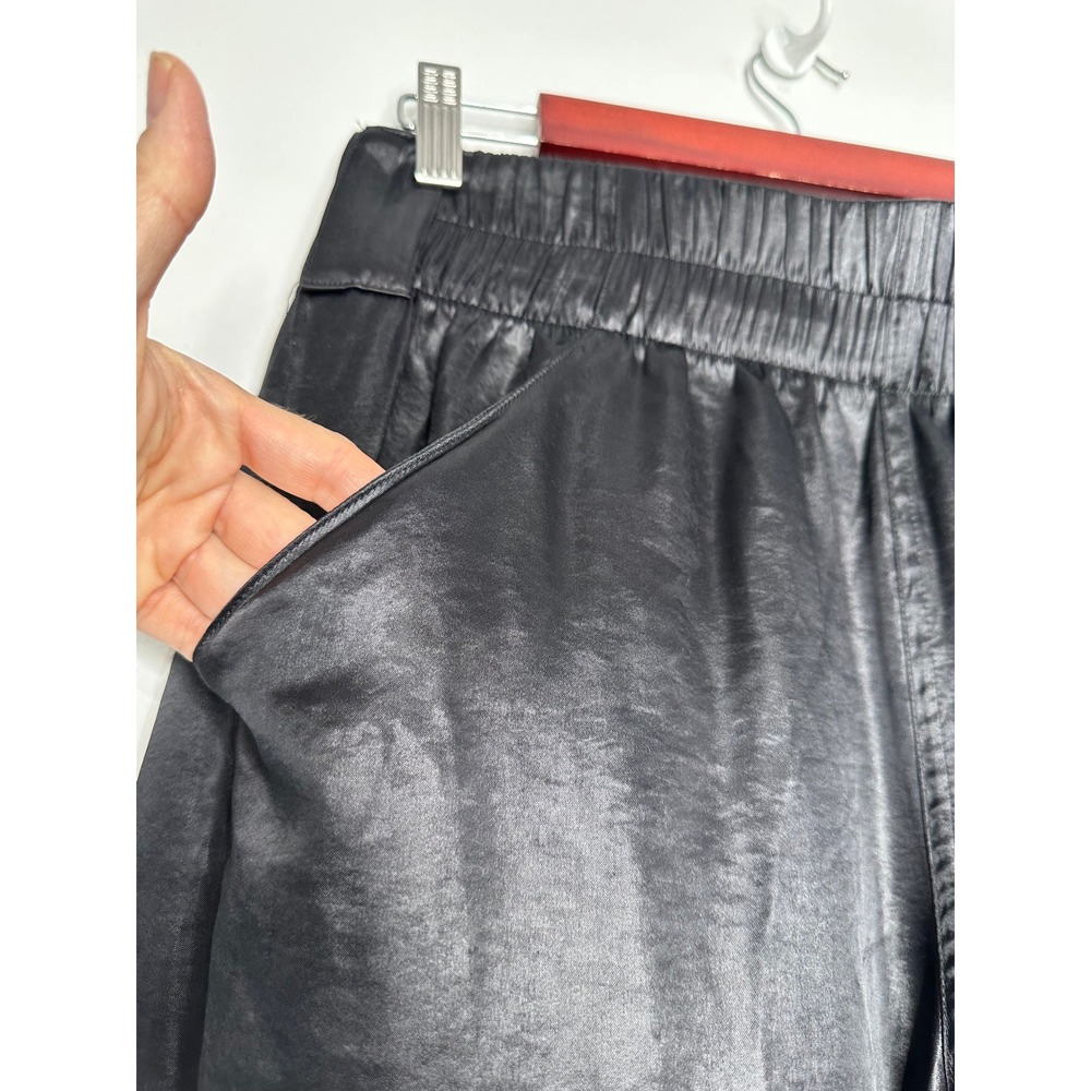 Pilcro Liquid Parachute Pants Size M Black Satin Elastic Waist Anthropologie - Picture 5 of 15